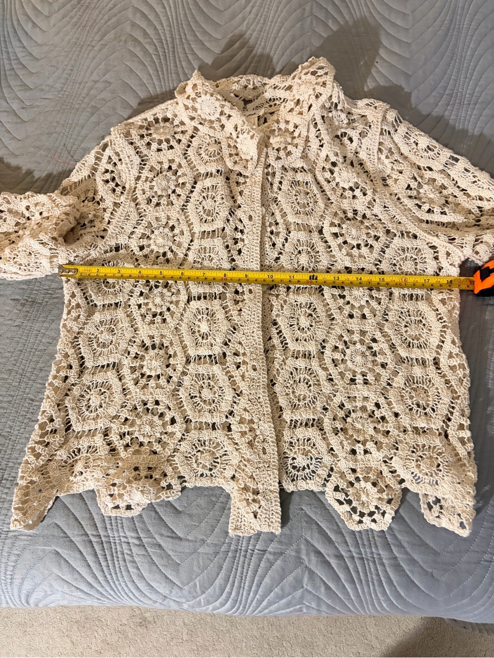 Ultra Pink Crochet Openwork Cardigan - Beige Cream - Picture 8 of 11